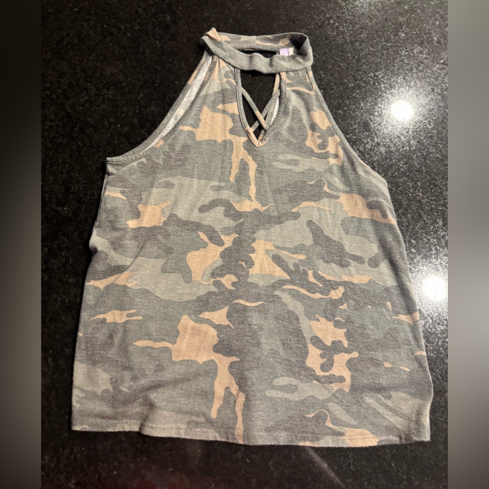 Camo Sleeveless Blouse